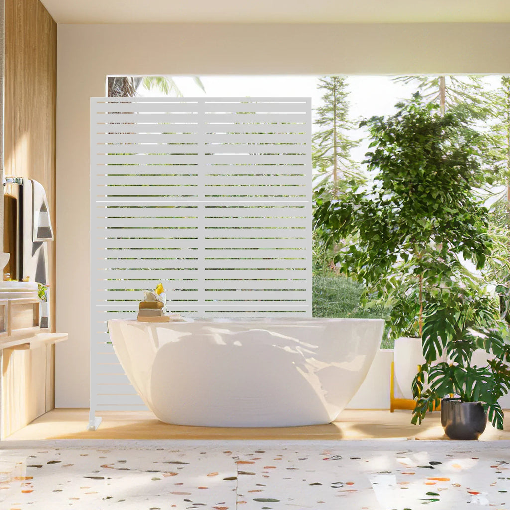 Nouveauté 2026 – Panneau de séparation extérieur en métal noir MAYEERTY 72*47" pour patio, style classique à persiennes