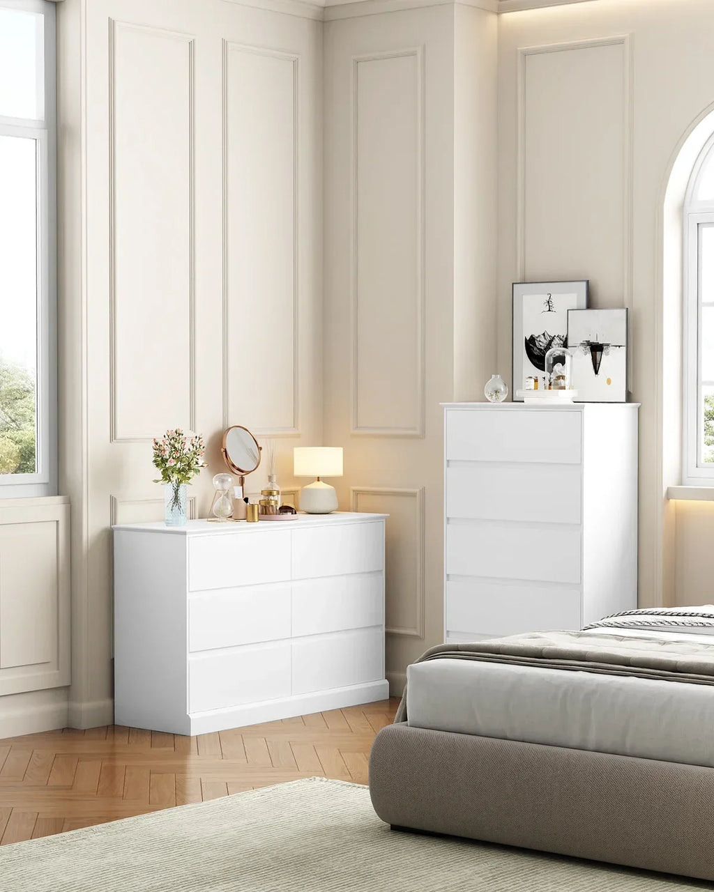 Nouveauté 2026 – Commode blanche neuve , commode à 6 tiroirs, meuble de rangement double, meuble d'appoint pour chambre ou salon