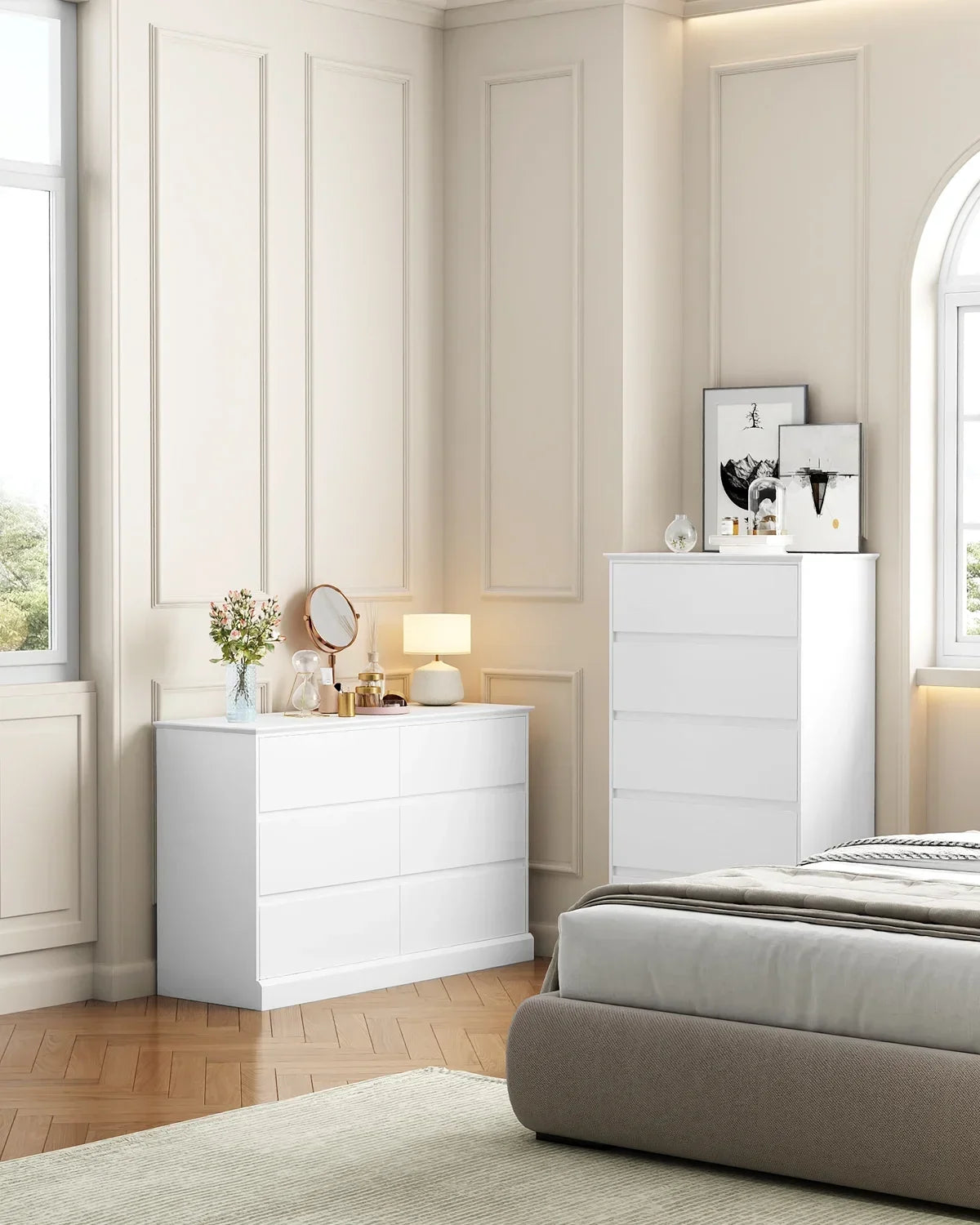 Nouveauté 2026 – Commode blanche neuve , commode à 6 tiroirs, meuble de rangement double, meuble d'appoint pour chambre ou salon