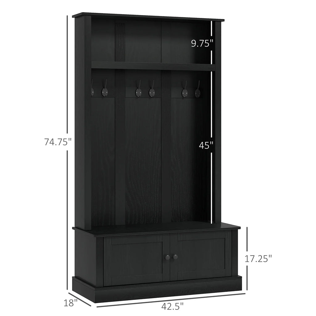Nouveauté 2026 – Meuble d'entrée HOMCOM , banc d'entrée avec porte-manteau et meuble à chaussures, noir