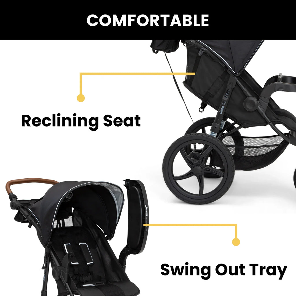 Nouveauté 2026 – Poussette de jogging Jeep TurboGlyde de Delta Children, noire