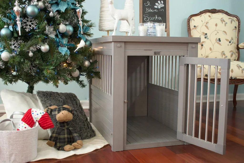 Nouveauté 2026 – Table d'appoint pour cage pour chien ECOFLEX® - Grise, grande taille