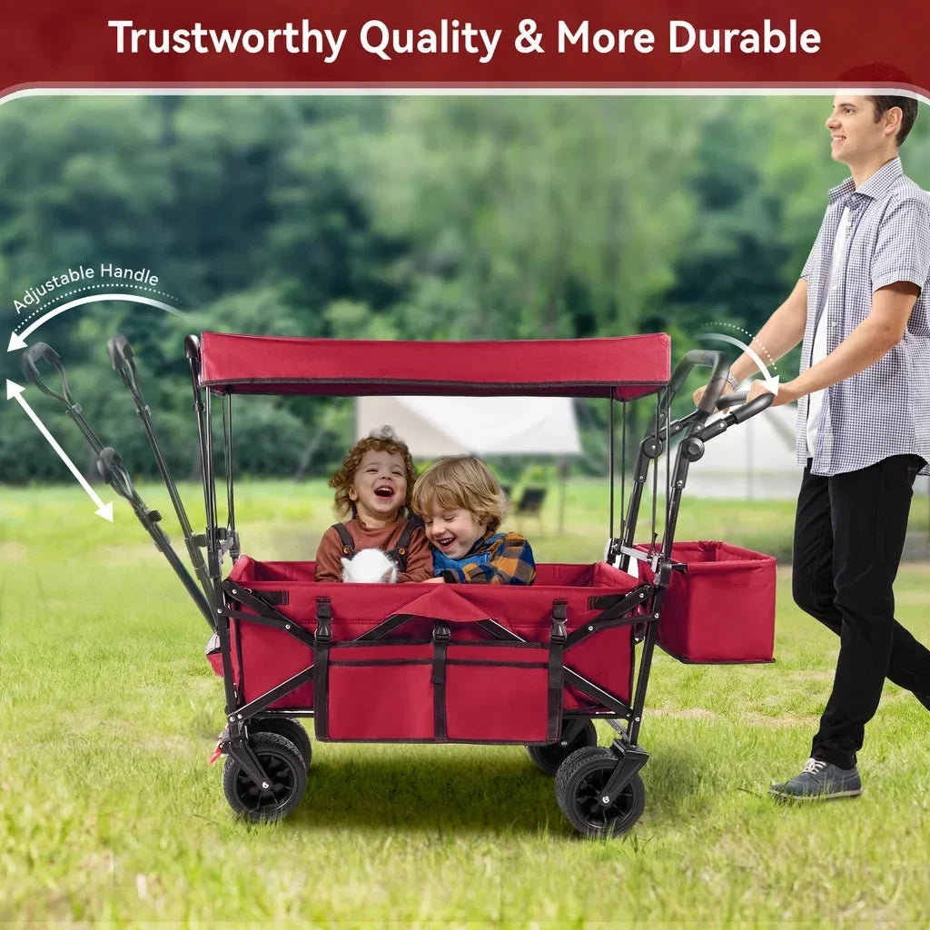Nouveauté 2026 – Chariot de jardin pliable VECUKTY avec auvent amovible, noir