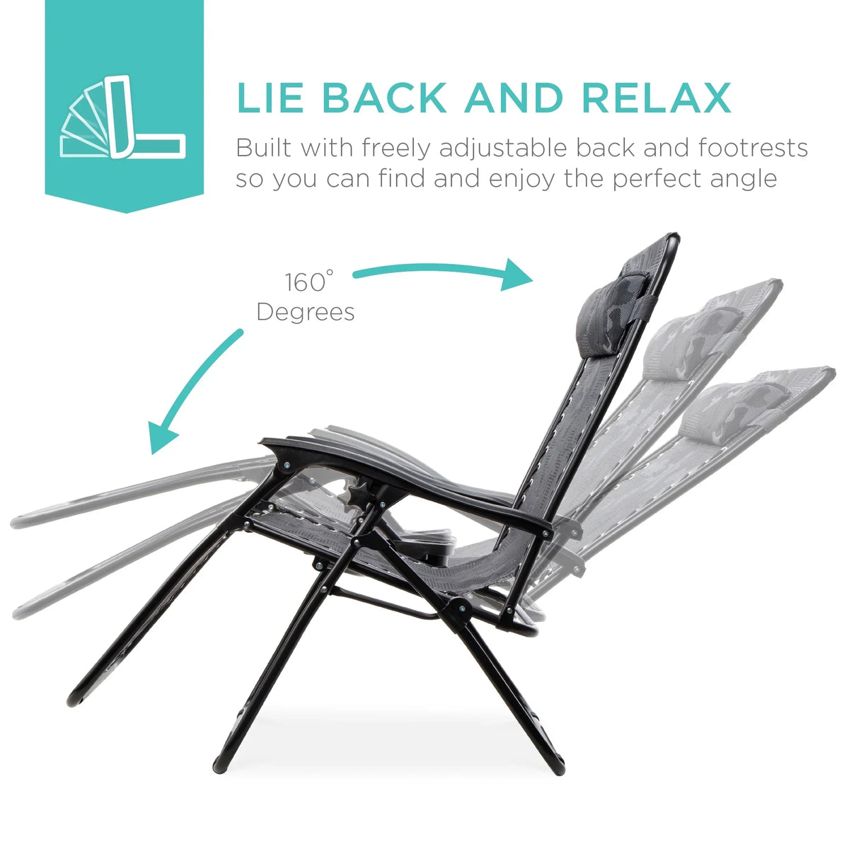 Nouveauté 2026 – Ensemble de 2 fauteuils inclinables zéro gravité Best Choice Products pour terrasse et piscine avec porte-gobelet - Gris