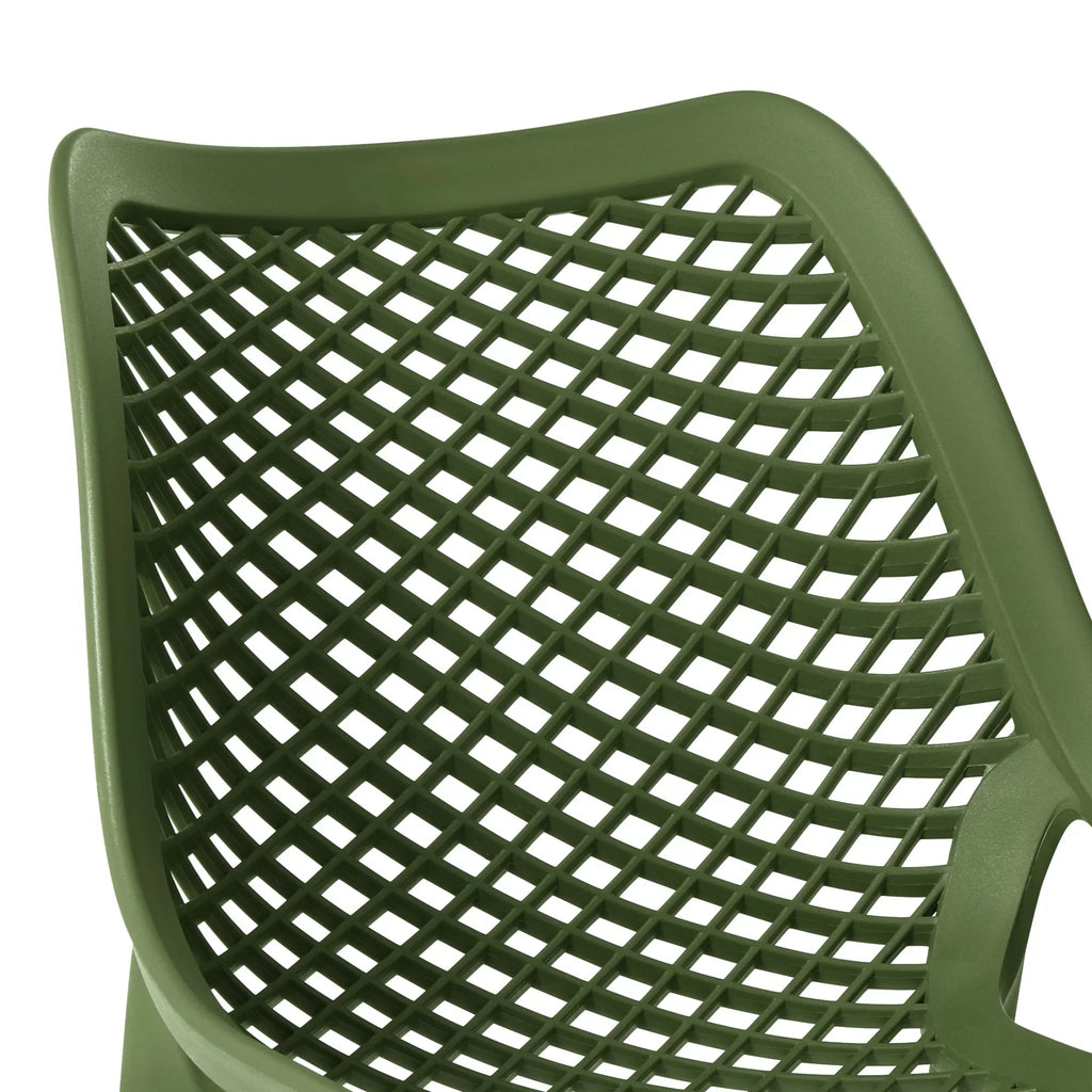 Nouveauté 2026 – Ensemble de salle à manger d'extérieur WestinTrends Playa 5 pièces avec table et chaises empilables, structure en métal, vert olive