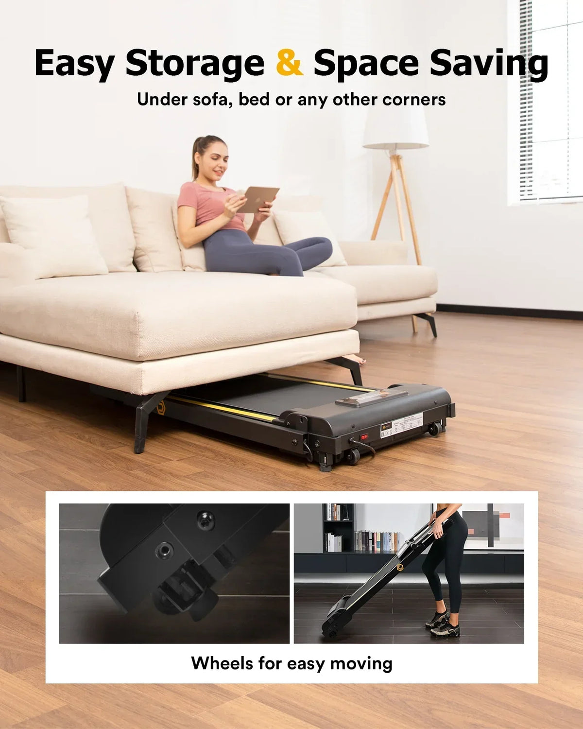 Nouveauté 2026 – Tapis de course pliable UREVO , mini-tapis de course portable de 2,25 CV pour la maison et le bureau, tapis de course compact avec 12 modes HIIT, écran LCD, capacité de 120 kg
