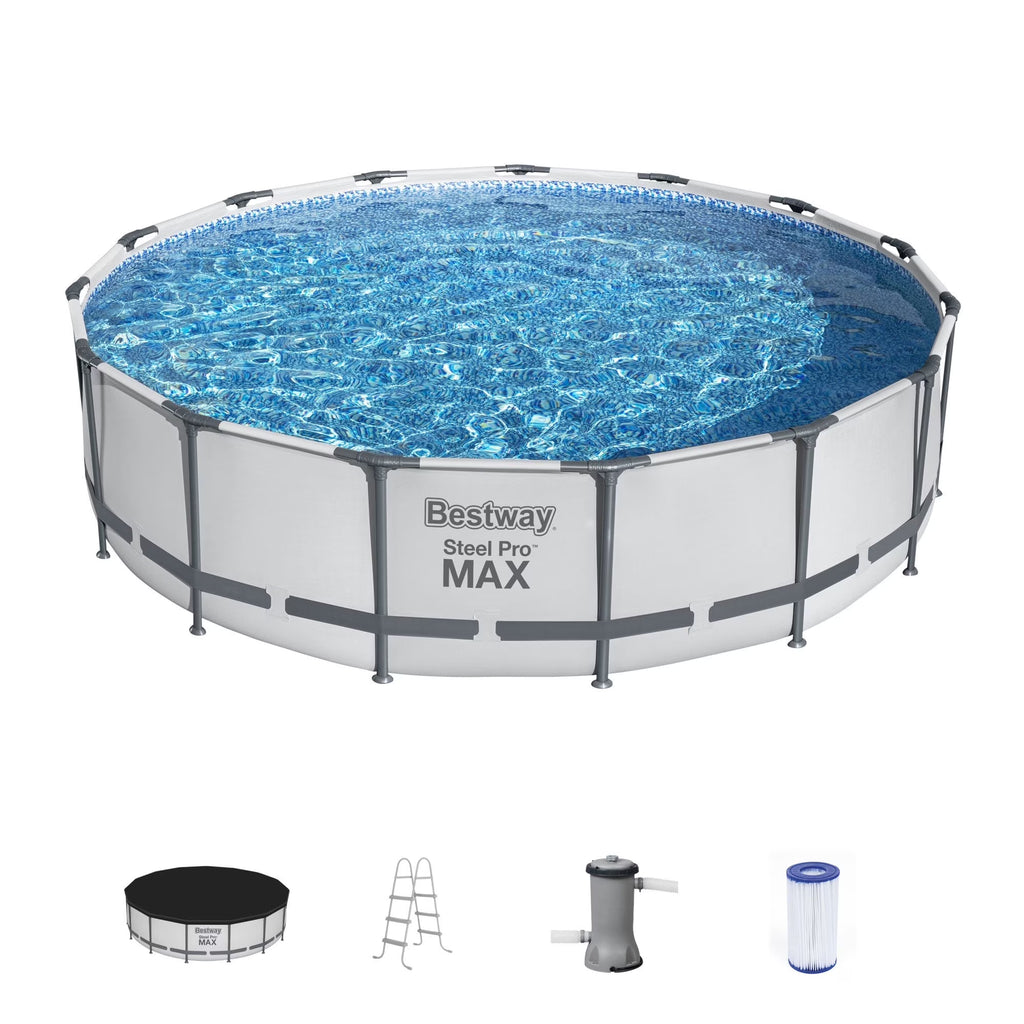 Nouveauté 2026 – Ensemble de piscine hors sol ronde Bestway Steel Pro MAX 15 pi x 42 po