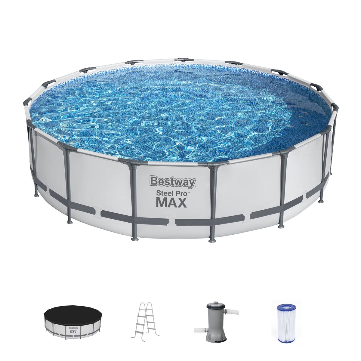 Nouveauté 2026 – Ensemble de piscine hors sol ronde Bestway Steel Pro MAX 15 pi x 42 po