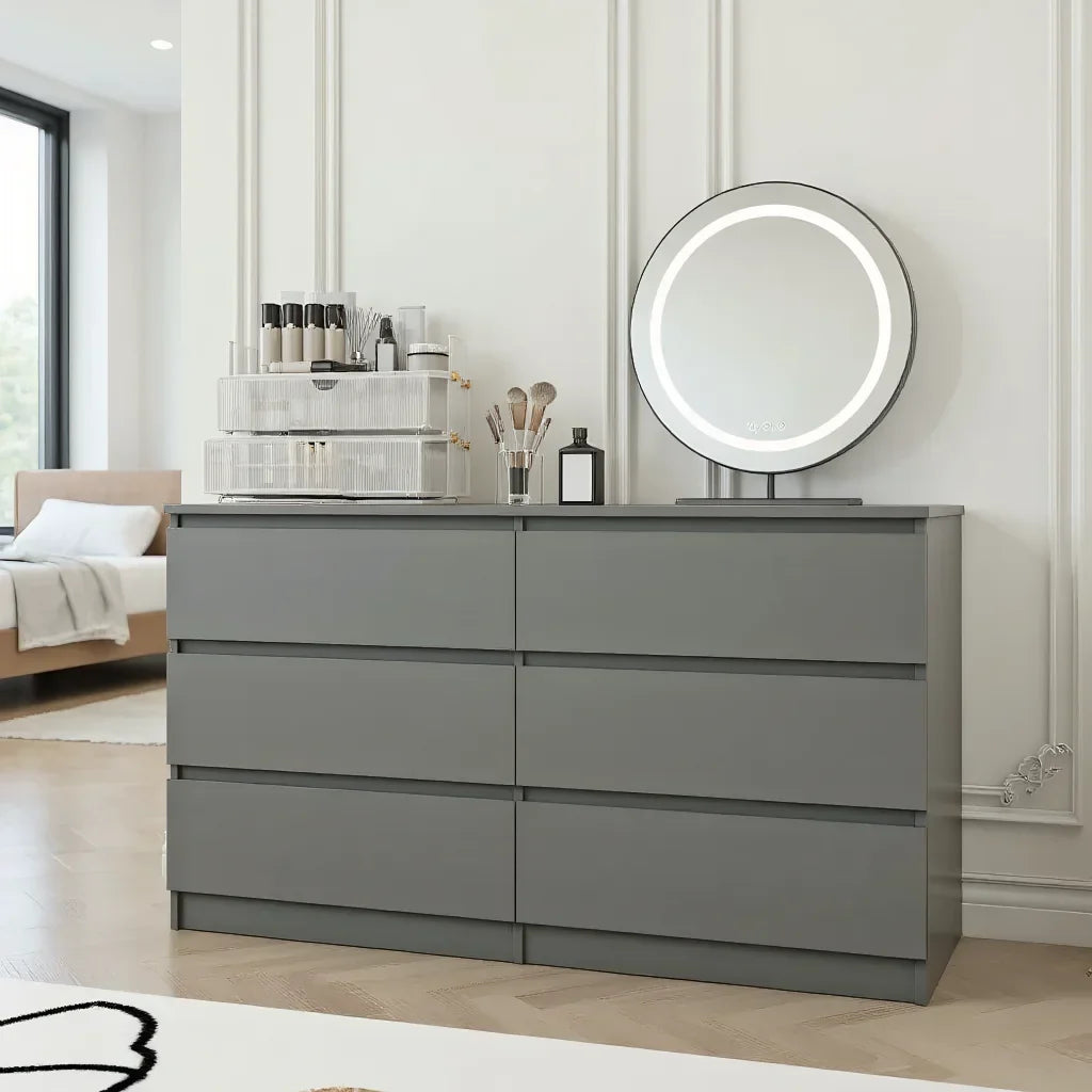 Nouveauté 2026 – Commode moderne Kadyn à 6 tiroirs, meuble en bois, commode pour chambre, meuble de rangement de cuisine avec tiroirs, commode (noire