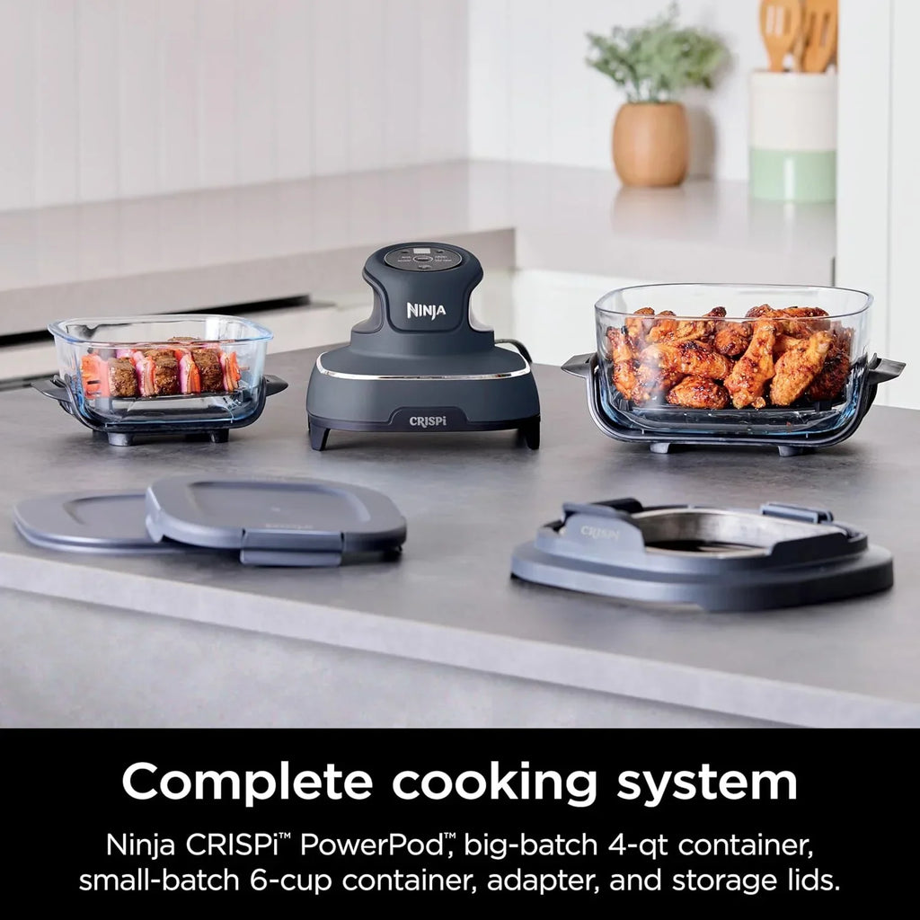Nouveauté 2026 – Friteuse à air portable Ninja Crispi 4-en-1 en verre , récipients de 4 pintes et 6 tasses, Cyberspace