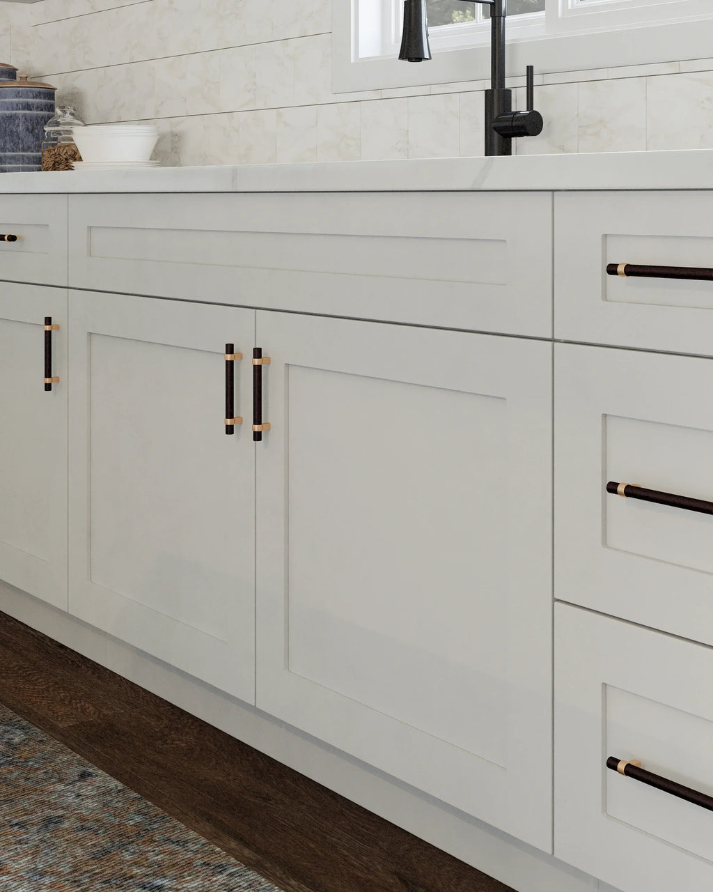 Nouveauté 2026 – Meuble bas de cuisine Design House Brookings , en bois, style Shaker, à 2 portes et 2 tiroirs (48 x 34,5 x 24 po), prêt à assembler, blanc Sherwin Williams