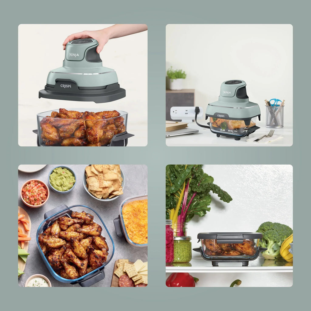 Nouveauté 2026 – Friteuse à air portable Ninja Crispi 4-en-1 en verre , récipients de 4 pintes et 6 tasses, Cyberspace