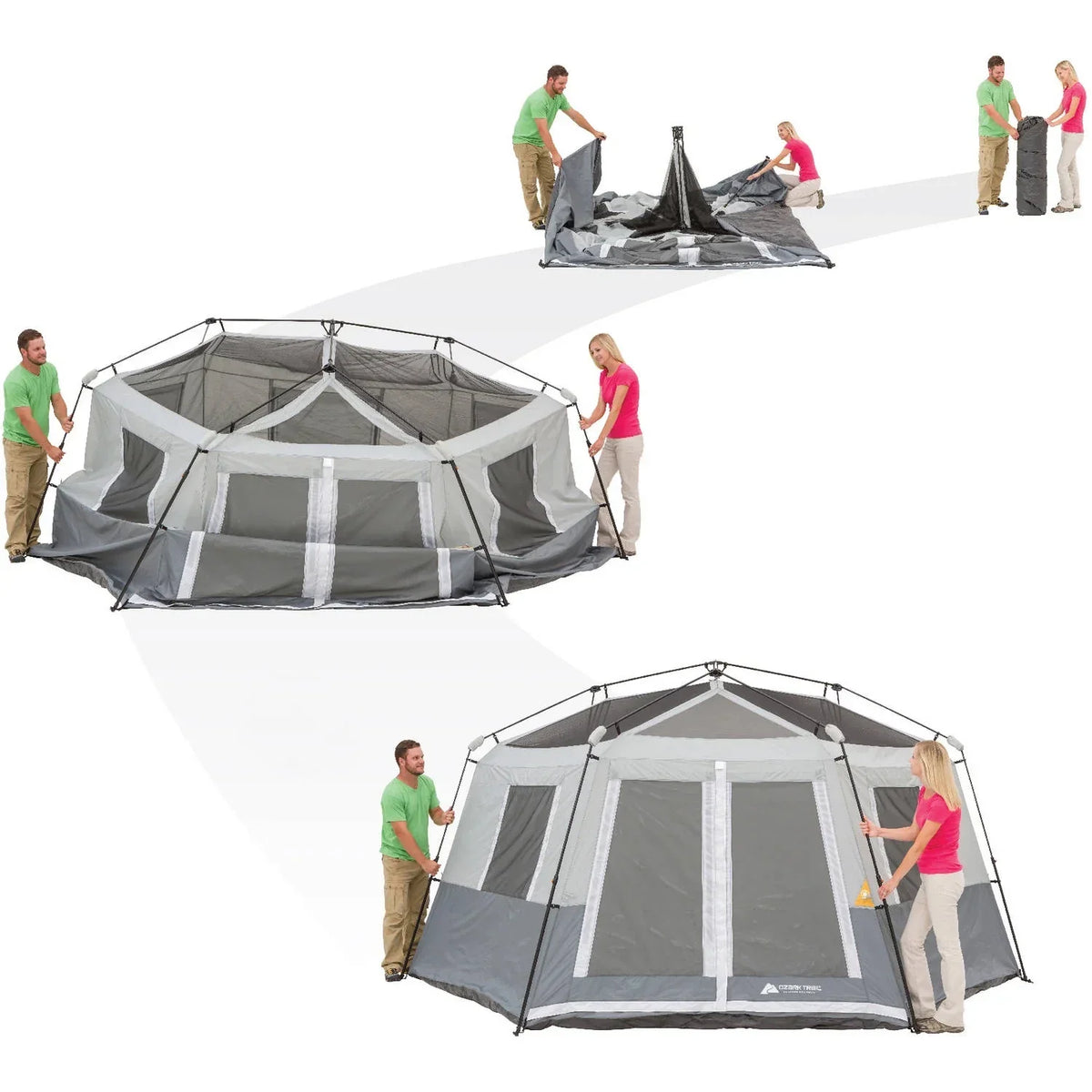 Nouveauté 2026 – Tente cabine hexagonale instantanée Ozark Trail , 4,57 m x 3,96 m, 8 personnes, 16,34 kg