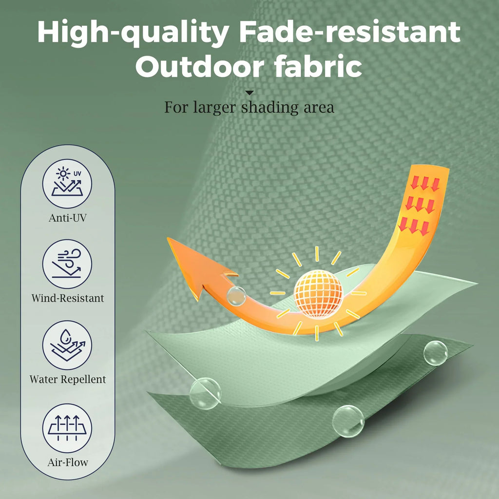 Nouveauté 2026 – Parasol de jardin extra-large Alpha Joy 4,57 m (15 pi) à double face avec manivelle et base - Gris fumé
