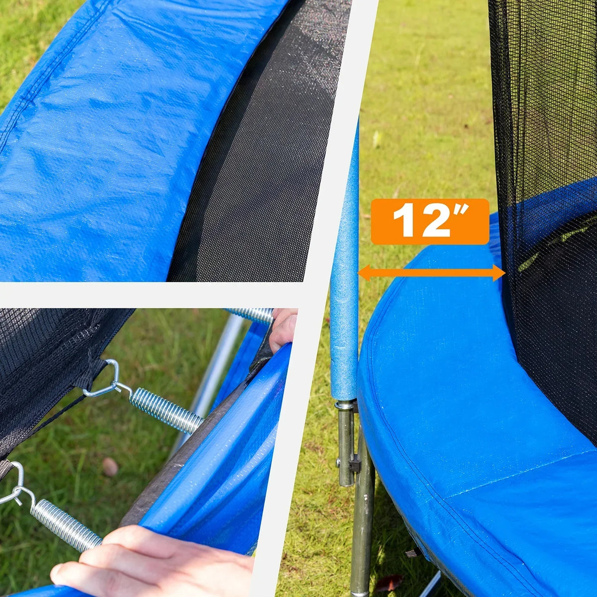 Nouveauté 2026 – Trampoline d'extérieur 4,27 m (14 pi) neuf de avec filet de sécurité, structure tubulaire en acier, échelle et filet de protection - Modèle robuste, bleu