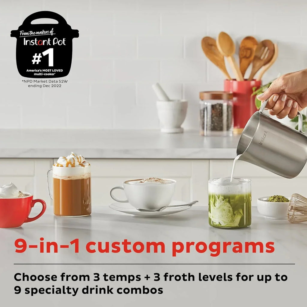 Nouveauté 2026 – Instant Pot Instant Magic Froth 9 en 1, mousseur à lait électrique, pichet en acier inoxydable de 500 ml, mousseur à lait chaud et froid, chauffe-lait pour lattes