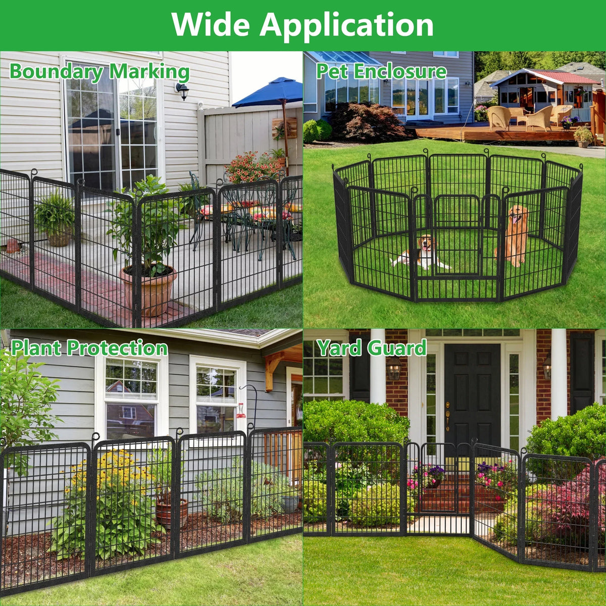 Nouveauté 2026 – Clôture de jardin Garden avec portail, panneaux de clôture sans creuser, 9,14 m (L) x 81,3 cm (H), barrière pour animaux, clôture décorative pour jardin, patio, clôtures et bordures pour chiens