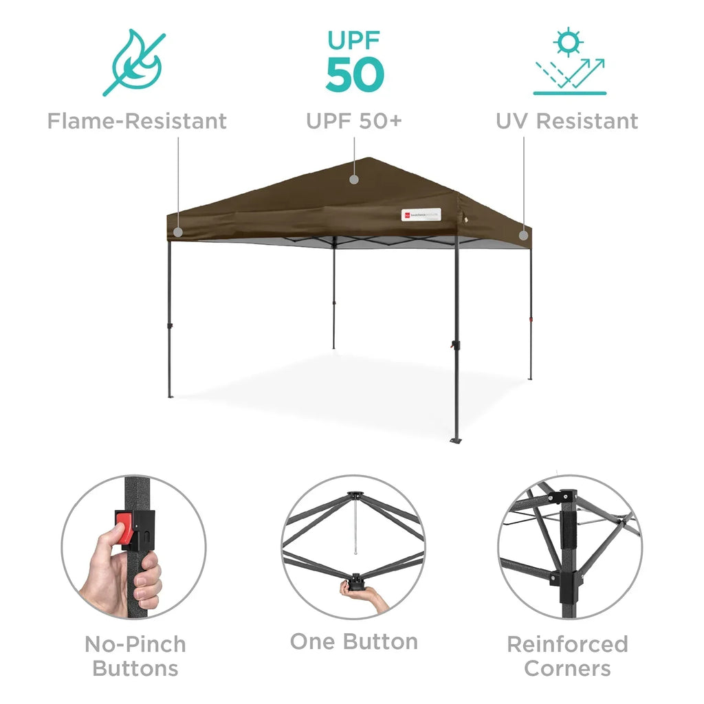 Nouveauté 2026 – Best Choice Products 3,66 m x 3,66 m - Abri pliant facile à monter avec installation en un clic, sac à roulettes et 4 sacs de lestage - Bleu marine