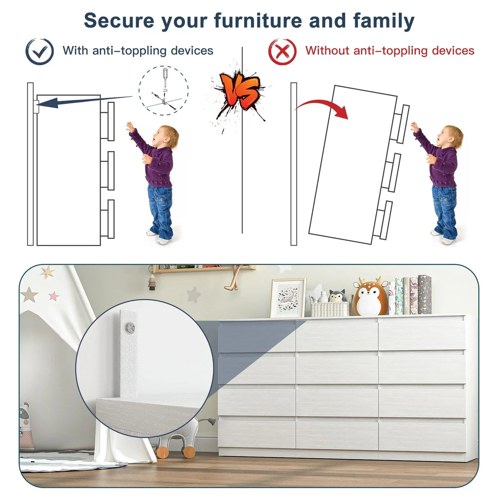 Nouveauté 2026 – Commode Resenkos moderne style milieu du siècle, 6 tiroirs, large, pour chambre à coucher, grise