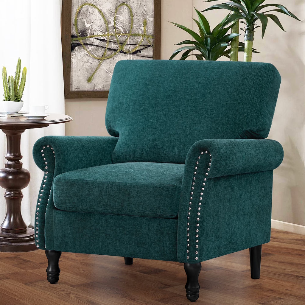 Nouveauté 2026 – Fauteuil d'appoint moderne COOLHUT , canapé une place confortable revêtu de tissu lin avec structure en bois massif, gris