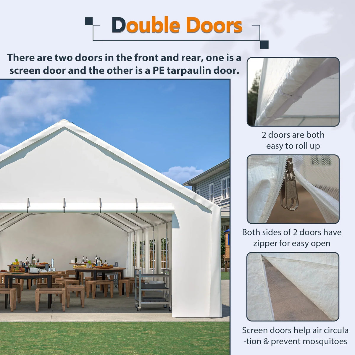 Nouveauté 2026 – Tente de réception robuste 20 x 40 pi avec 3 sacs de rangement - Grand abri imperméable pour mariages et événements, parois latérales amovibles et porte zippée - Tente extérieure commerciale pour fêtes, abri de voiture, camping, barb
