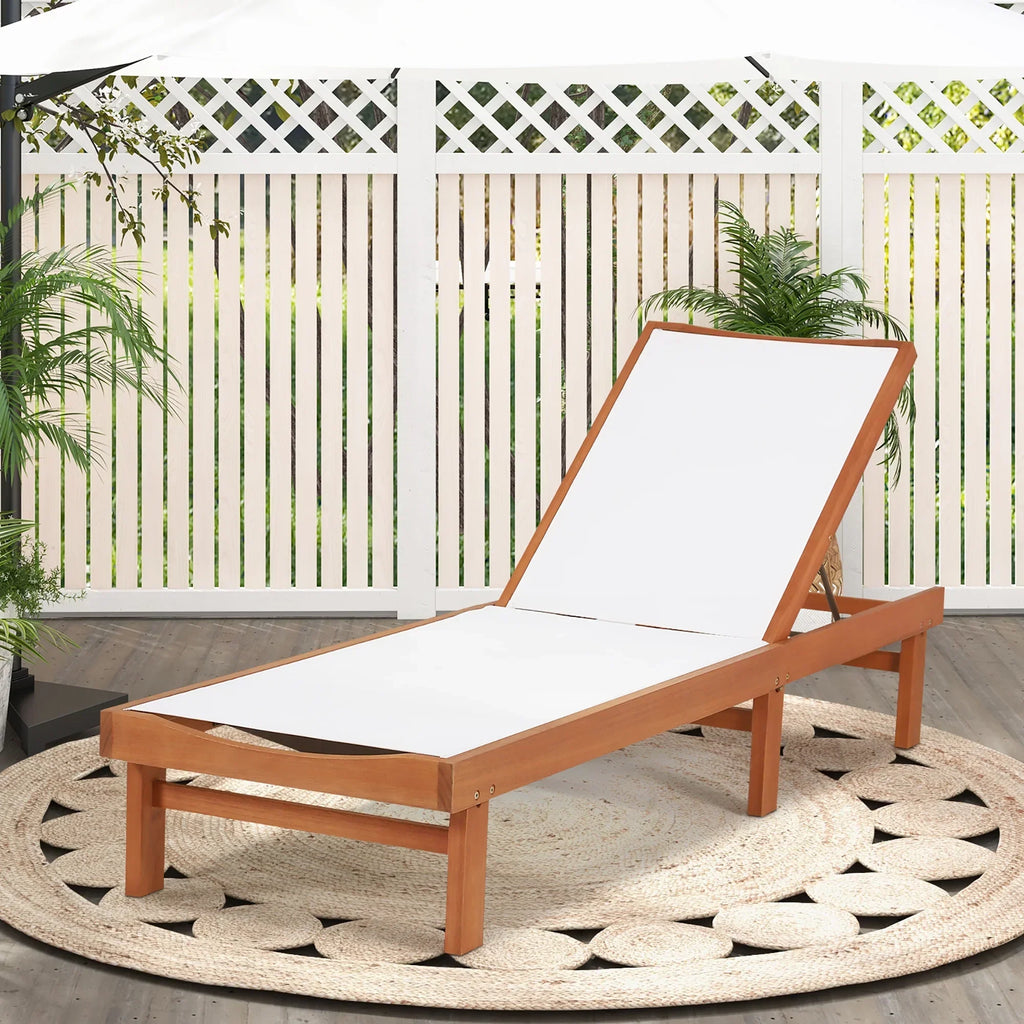 Nouveauté 2026 – Chaise longue inclinable en bois Gymax 2PCS pour patio avec dossier réglable
