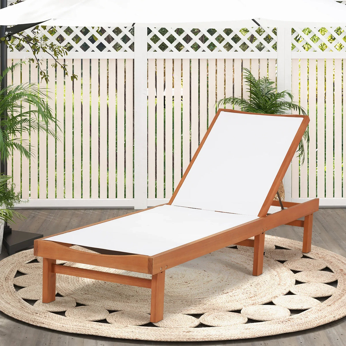 Nouveauté 2026 – Chaise longue inclinable en bois Gymax 2PCS pour patio avec dossier réglable