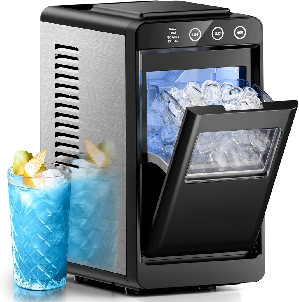 Nouveauté 2026 – Machine à glaçons de comptoir Moifoi , 12 kg/24 h, 8 glaçons en 6 min, portable, autonettoyante, éclairage intérieur, 2 tailles de glaçons, noire