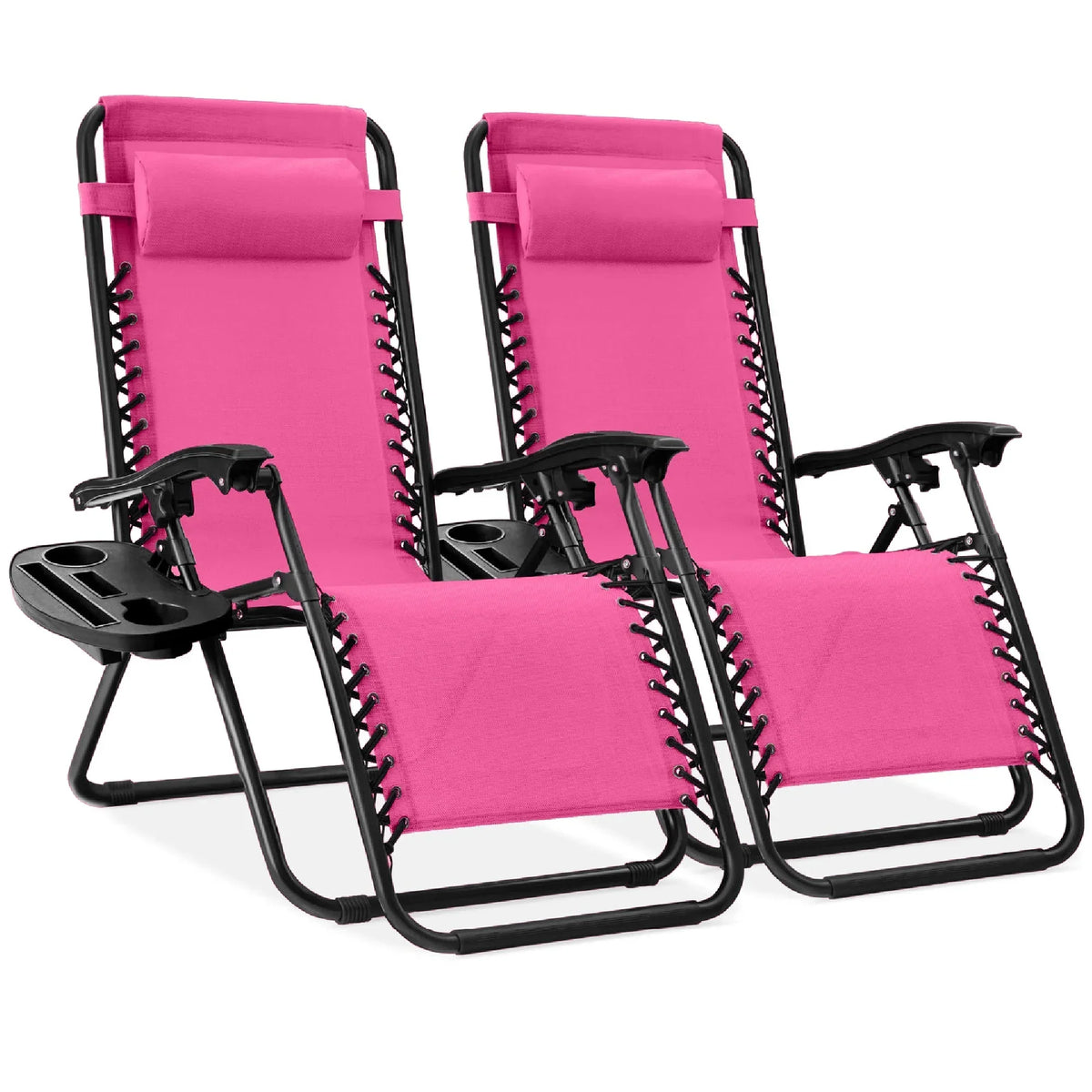 Nouveauté 2026 – Ensemble de 2 fauteuils inclinables zéro gravité Best Choice Products pour terrasse et piscine avec porte-gobelet - Gris