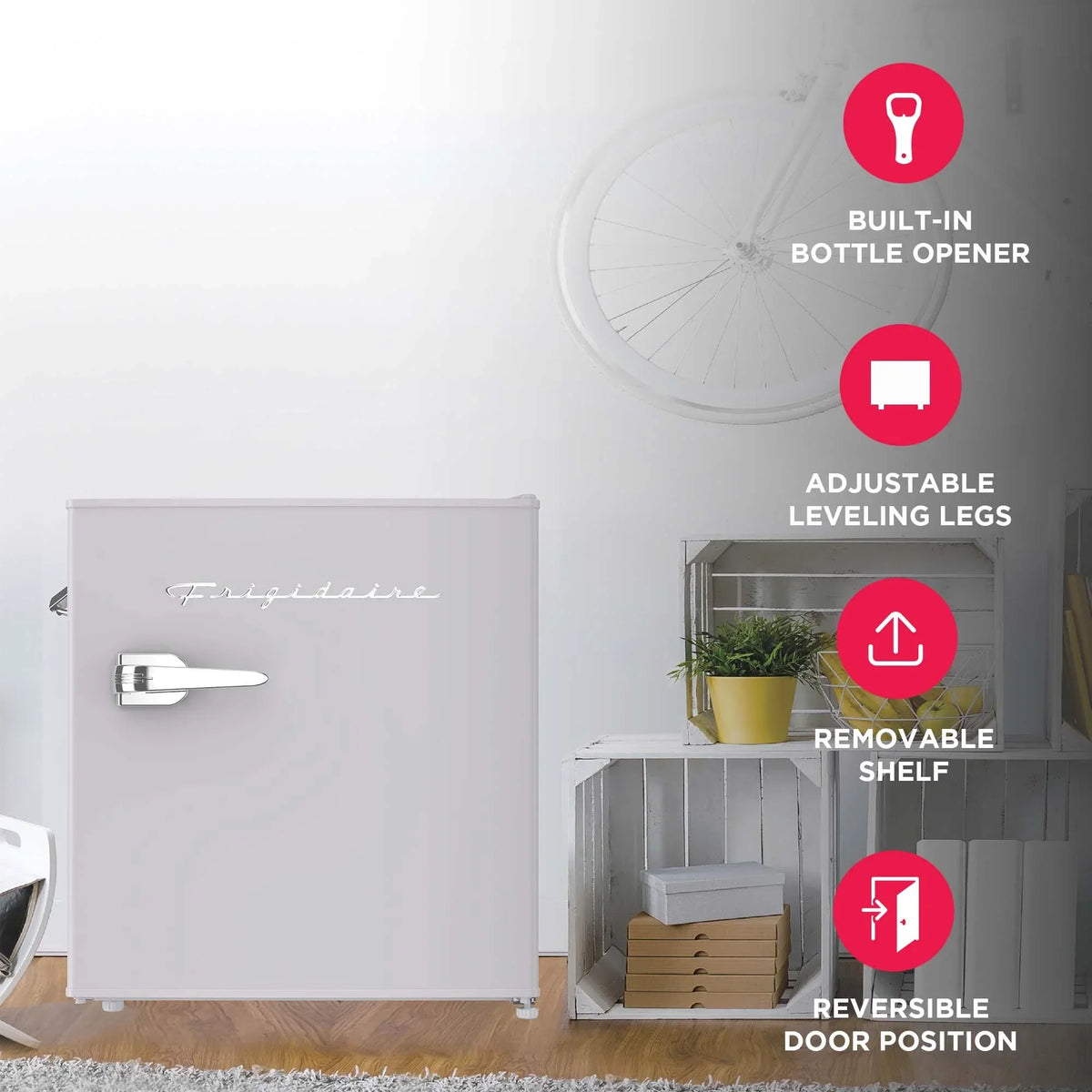 Nouveauté 2026 – Réfrigérateur Frigidaire , 1,6 pi³, style rétro compact, avec ouvre-bouteille latéral, couleur corail