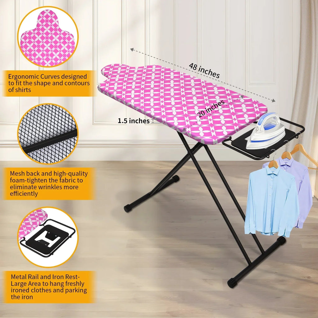 Nouveauté 2026 – Planche à repasser extra large KDJ HOME Slieton avec barre de suspension, 51 cm de large (20 pouces