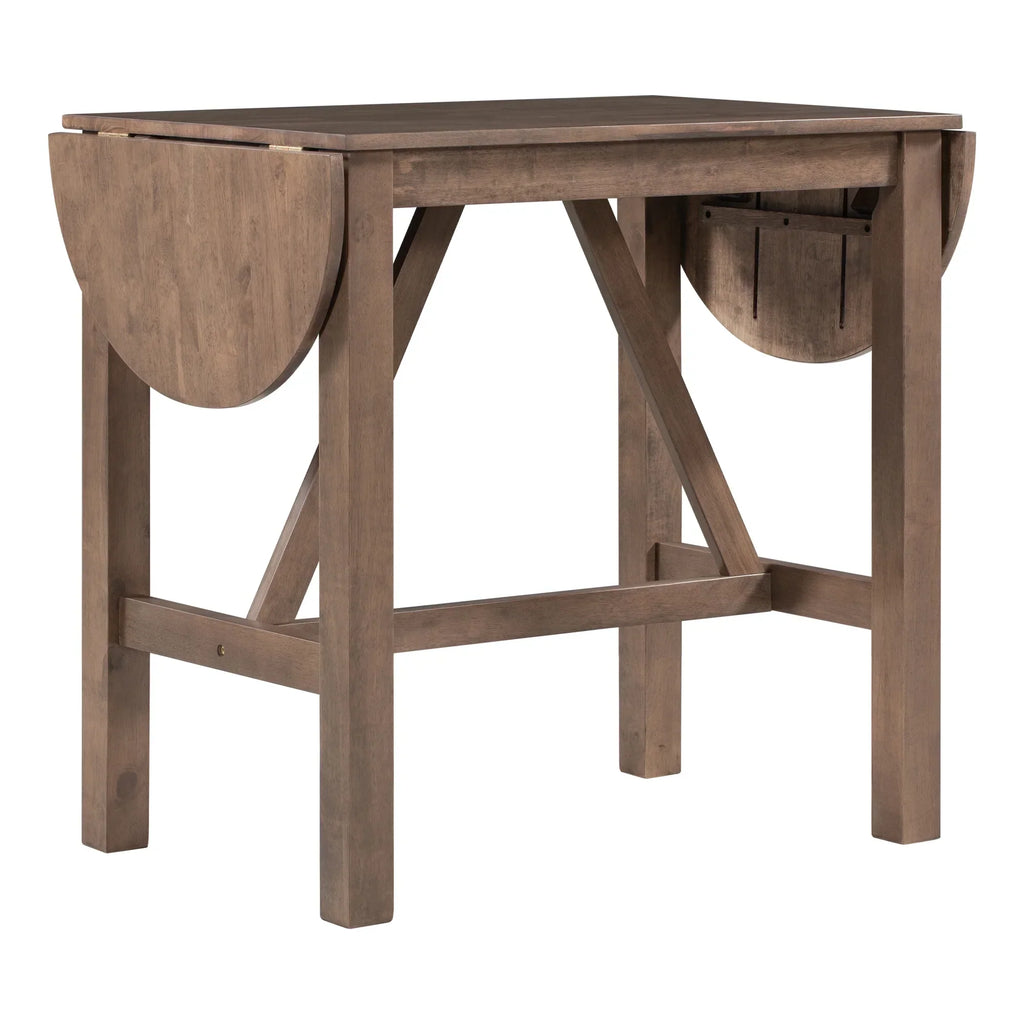 Nouveauté 2026 – Ensemble de salle à manger pliant 3 pièces en bois Harper & Bright Designs : table à abattants et 2 chaises de bar rembourrées, idéal pour les petits espaces, marron