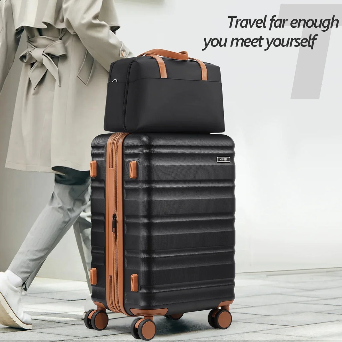 Nouveauté 2026 – Ensemble de bagages MIUSSE , 3 pièces : valise cabine 20 pouces à roulettes, coque rigide 100 % PC avec serrure TSA, conforme aux normes des compagnies aériennes, avec sac à dos de voyage pour hommes et femmes