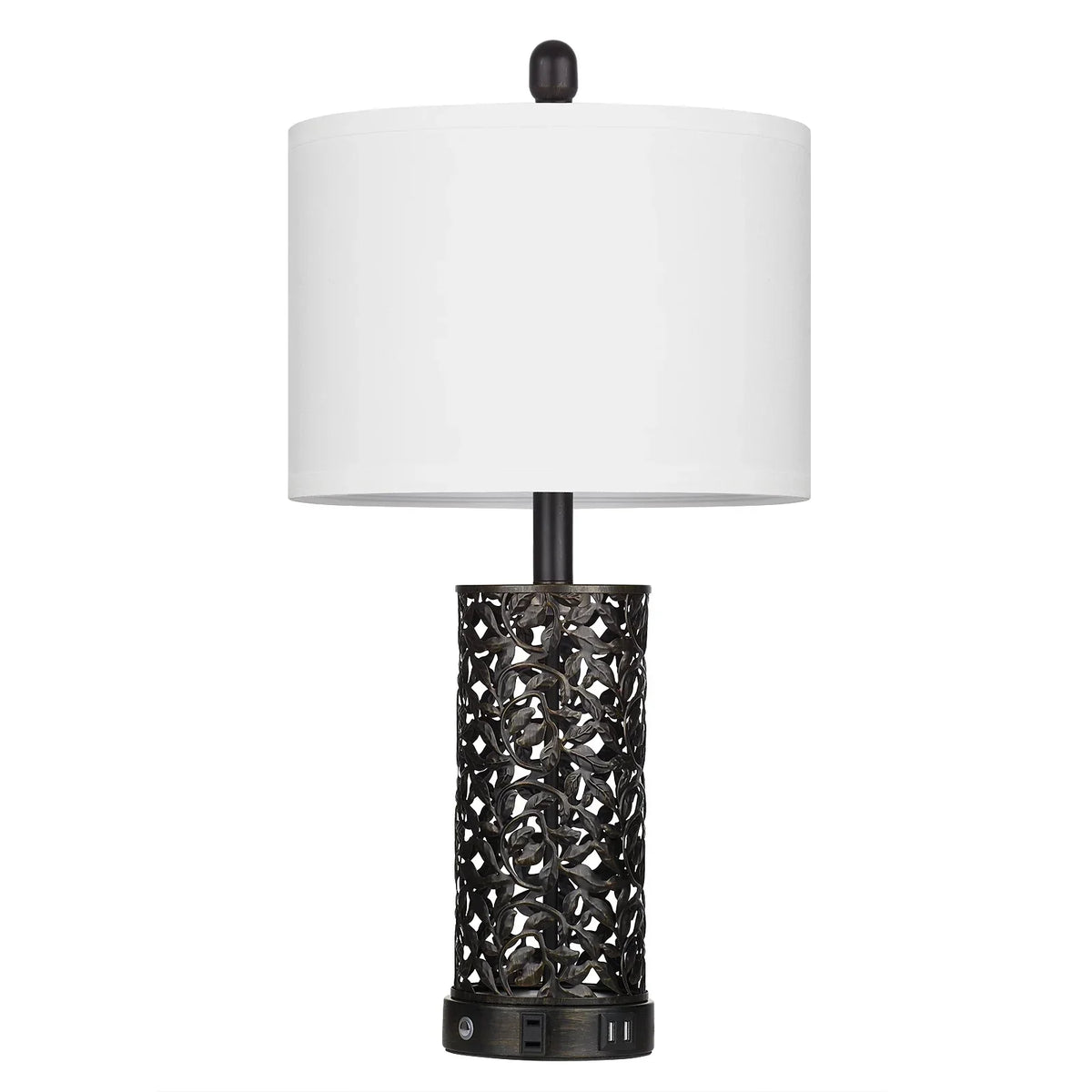 Nouveauté 2026 – Ensemble de 2 lampes de table Cinkeda pour salon et chambre à coucher, avec ports USB, prise secteur, intensité réglable à 3 niveaux, veilleuse tactile, style champêtre, motif floral blanc, lampes de chevet