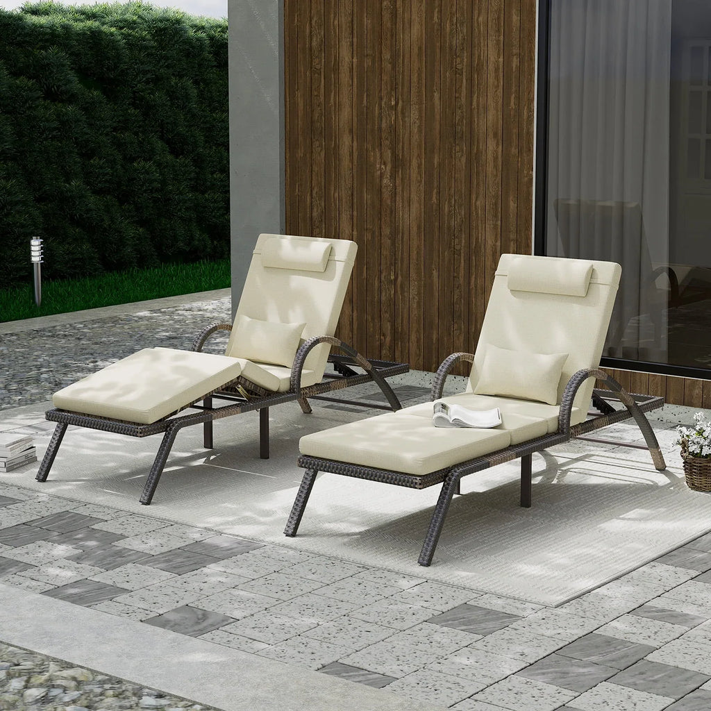 Nouveauté 2026 – MEISSALIVVE Ensemble de 4 chaises longues d'extérieur, chaises de piscine avec dossier réglable à 5 positions, chaise longue en rotin PE pour terrasse, porche et jardin (gris