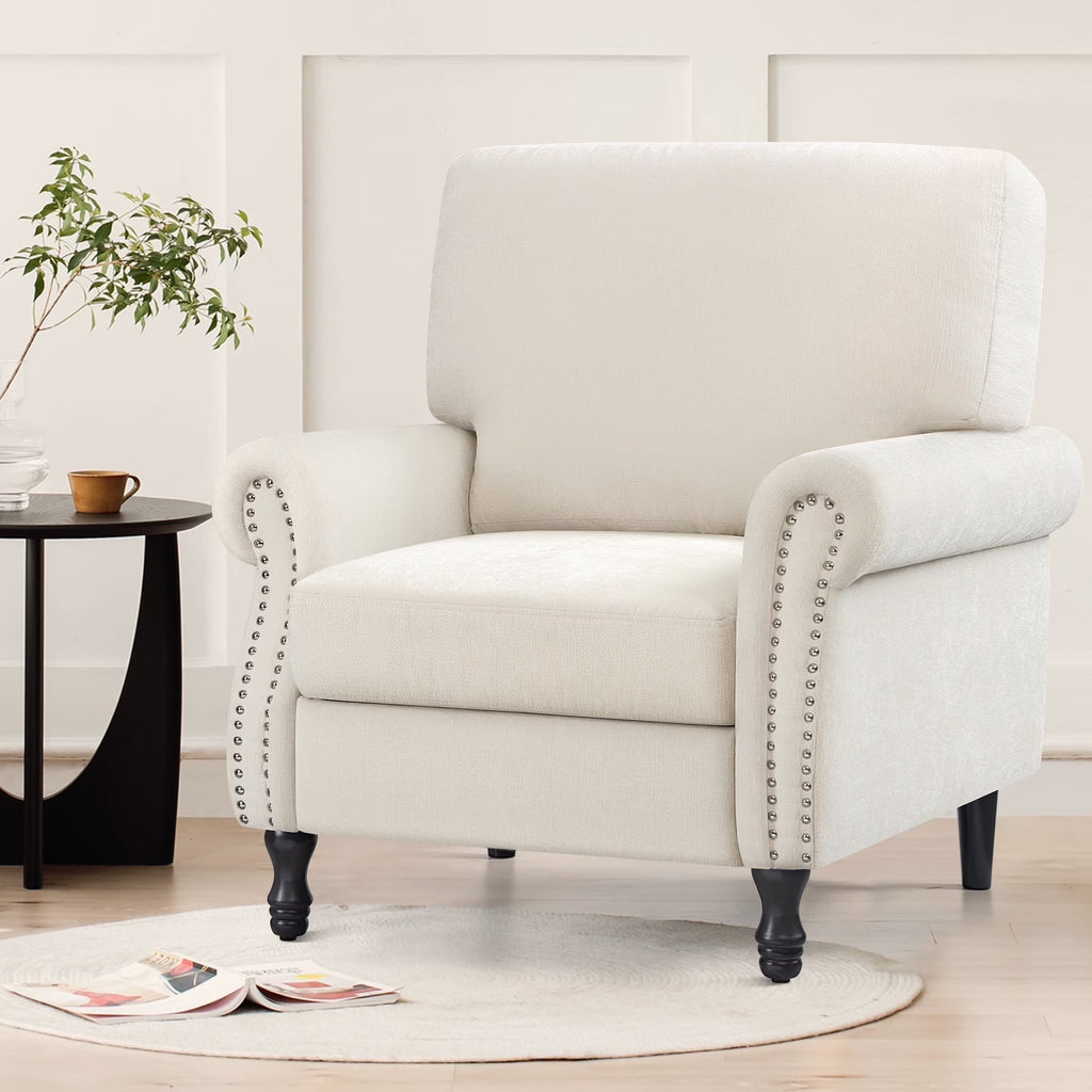 Nouveauté 2026 – Fauteuil d'appoint moderne COOLHUT , canapé une place confortable revêtu de tissu lin avec structure en bois massif, gris
