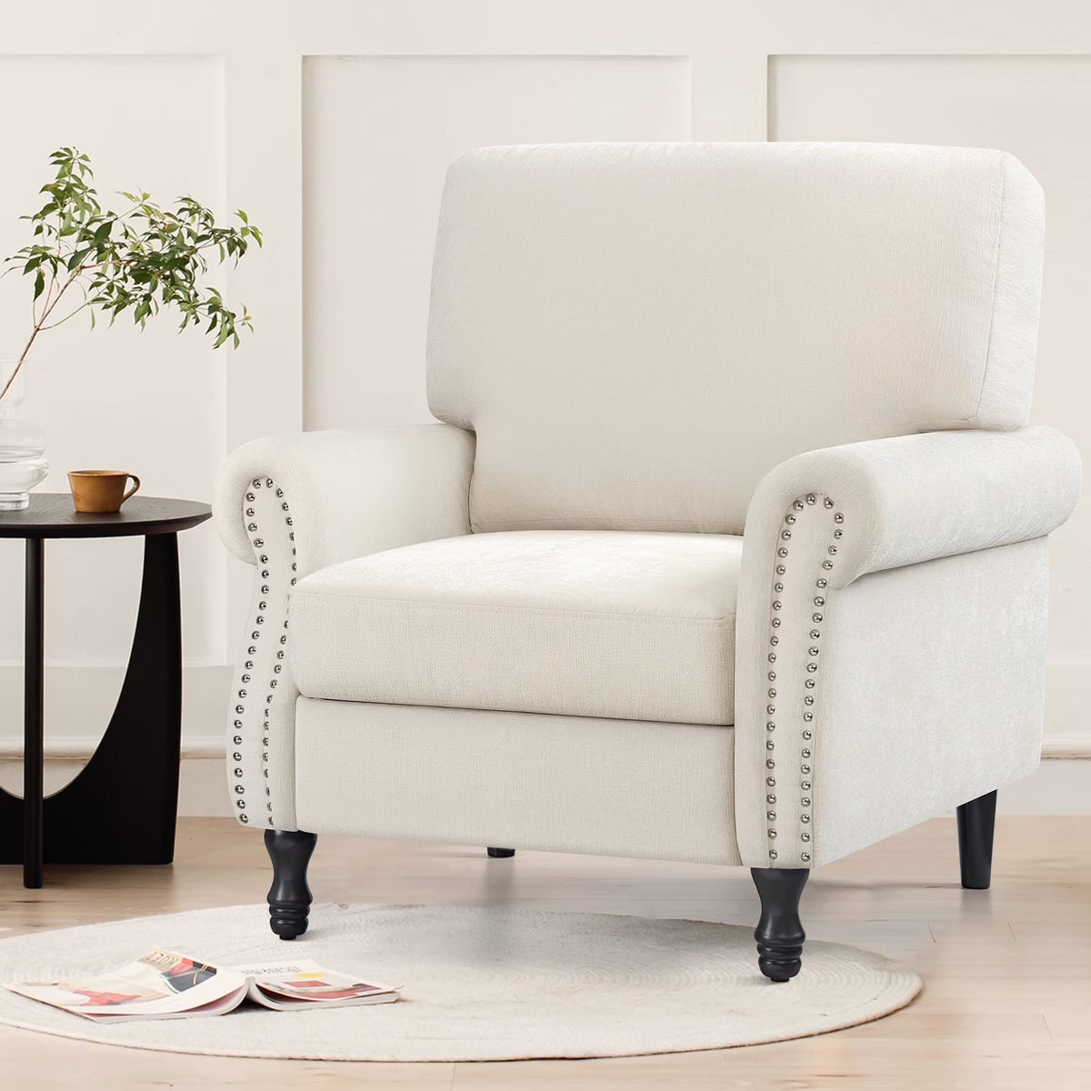 Nouveauté 2026 – Fauteuil d'appoint moderne COOLHUT , canapé une place confortable revêtu de tissu lin avec structure en bois massif, gris