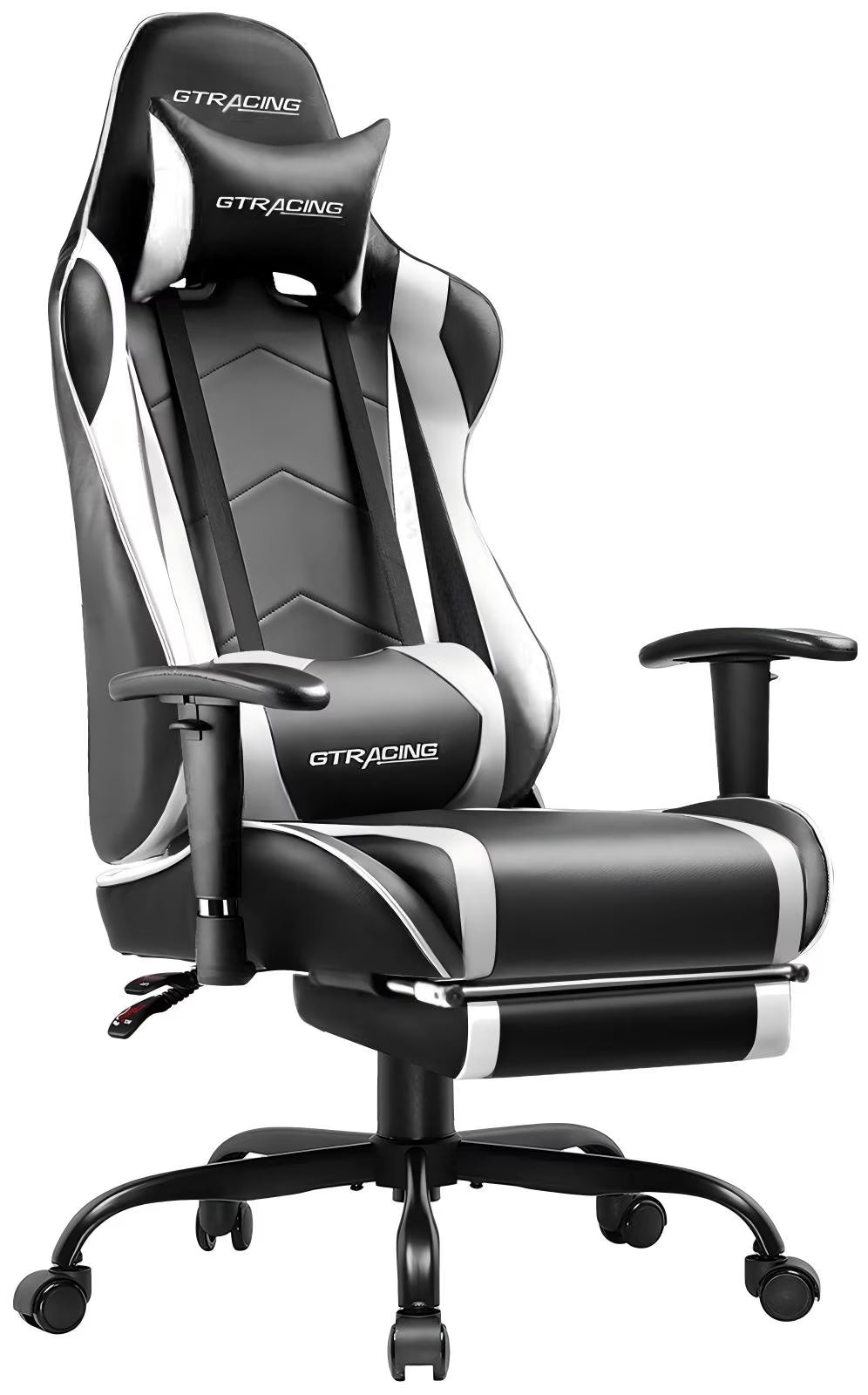 Nouveauté 2026 – Chaise de jeu GTRACING , chaise de bureau ergonomique avec soutien lombaire, revêtement en cuir PU, repose-pieds et appui-tête réglable, rouge
