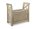 Nouveauté 2026 – Signature Design par Ashley Banc d'appoint Fossil Ridge, style décontracté, blanchi