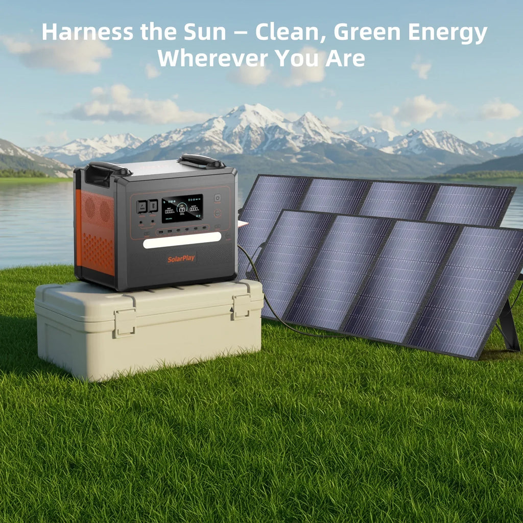 Nouveauté 2026 – Générateur solaire Solarplay 2400 W (4800 W en crête), avec panneau solaire de 400 W et batterie LiFePO4 portable de 2160 Wh, idéal pour le camping, la maison et les véhicules de secours