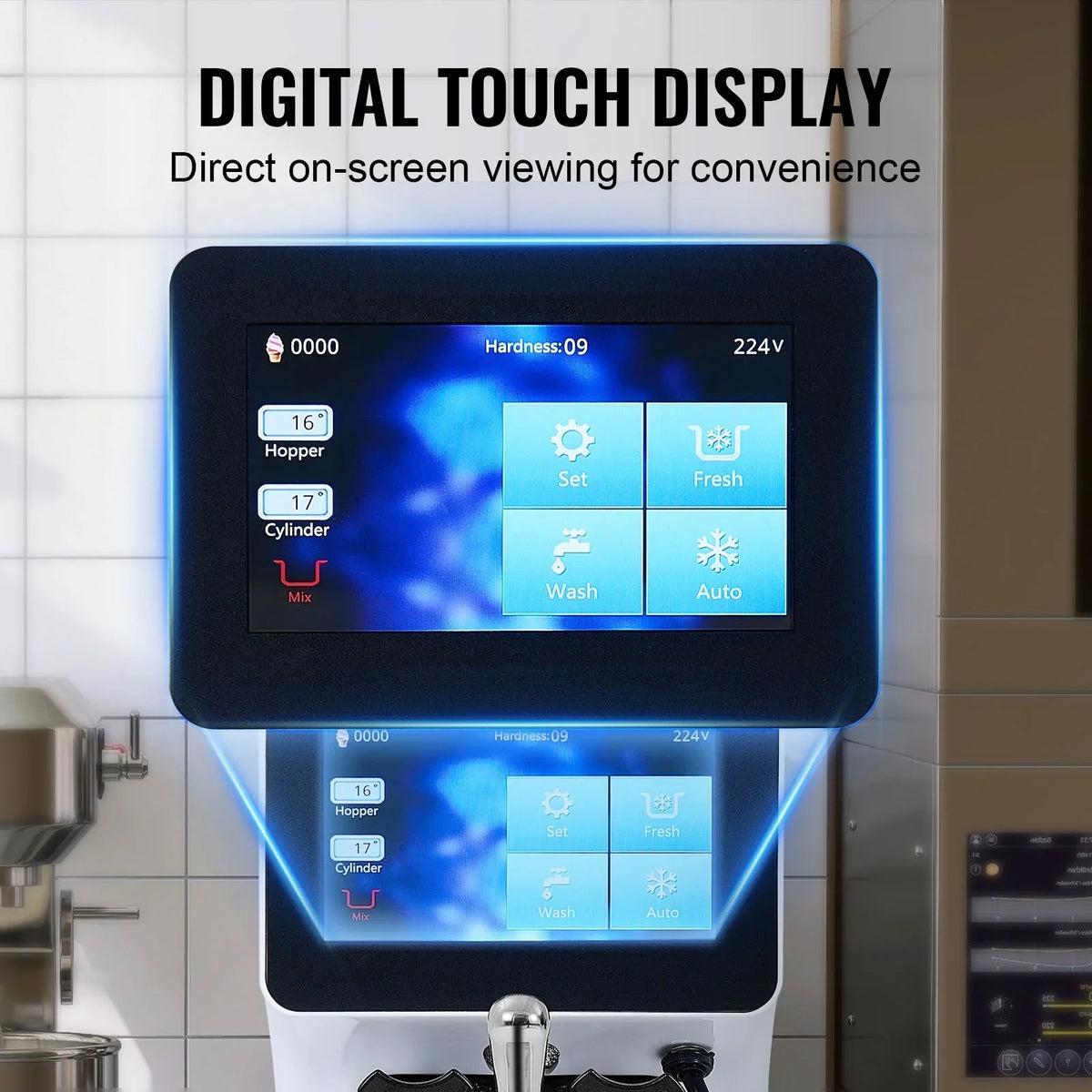 Nouveauté 2026 – Machine à glace commerciale KFFKFF , 2,7-4 gal/10-15 L/h, trémie de 4 L, une seule saveur, machine à glace molle de comptoir, nettoyage automatique, pré-refroidissement