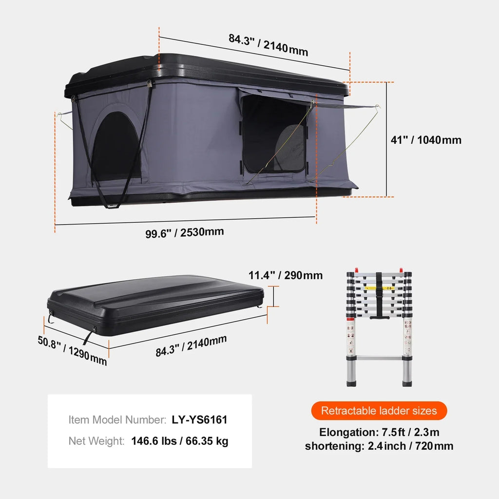 Nouveauté 2026 – Tente de toit rigide KFFKFF , modèle Naturnest pour 2 à 3 personnes, comprend un matelas épais et une échelle télescopique, imperméable et coupe-vent, convient aux Jeep, SUV, fourgonnettes et pick-ups