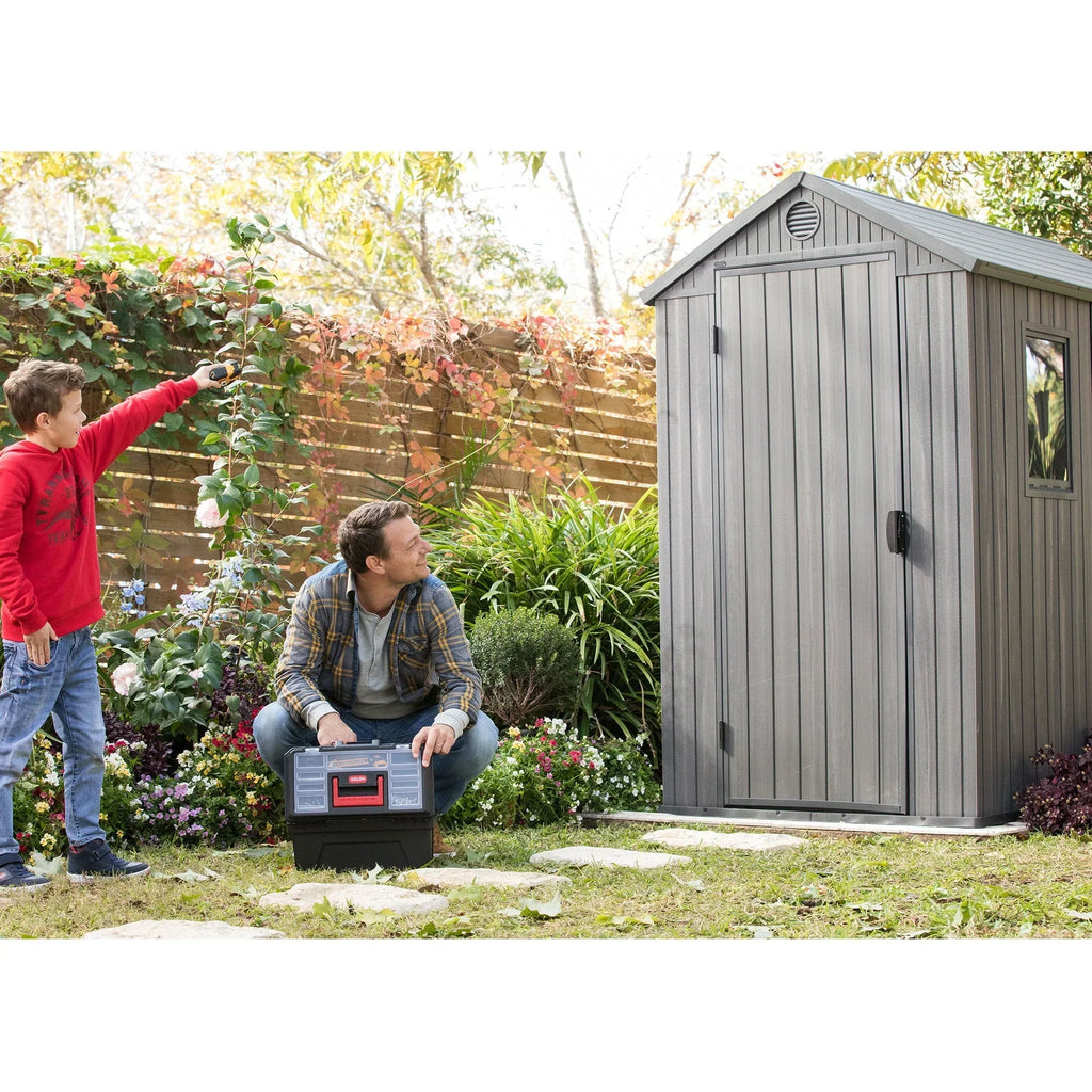 Nouveauté 2026 – Abri de jardin extérieur Keter Darwin , 1,22 m x 1,83 m, avec fenêtre, couleur graphite