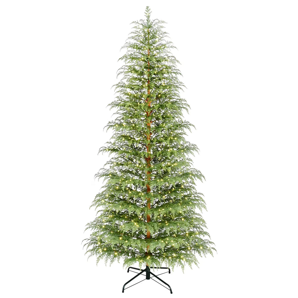 Nouveauté 2026 – Sapin de Noël artificiel 9' en cyprès vert pré-illuminé, , avec 600 lumières LED blanc chaud scintillantes, par My Texas House