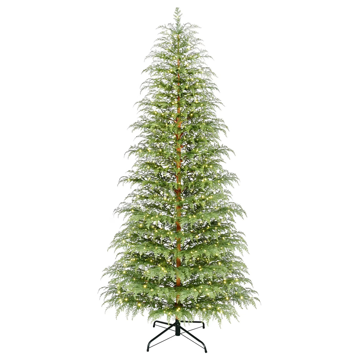 Nouveauté 2026 – Sapin de Noël artificiel 9' en cyprès vert pré-illuminé, , avec 600 lumières LED blanc chaud scintillantes, par My Texas House