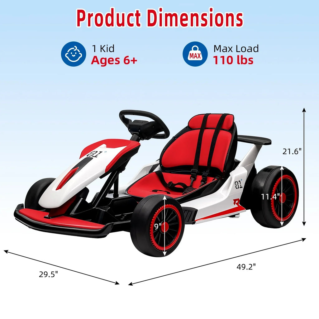 Nouveauté 2026 – Kart de drift 24V avec 2 moteurs puissants de 150 W, batterie haute capacité de 7 Ah, pédales électriques, jouet de course électrique pour l'extérieur