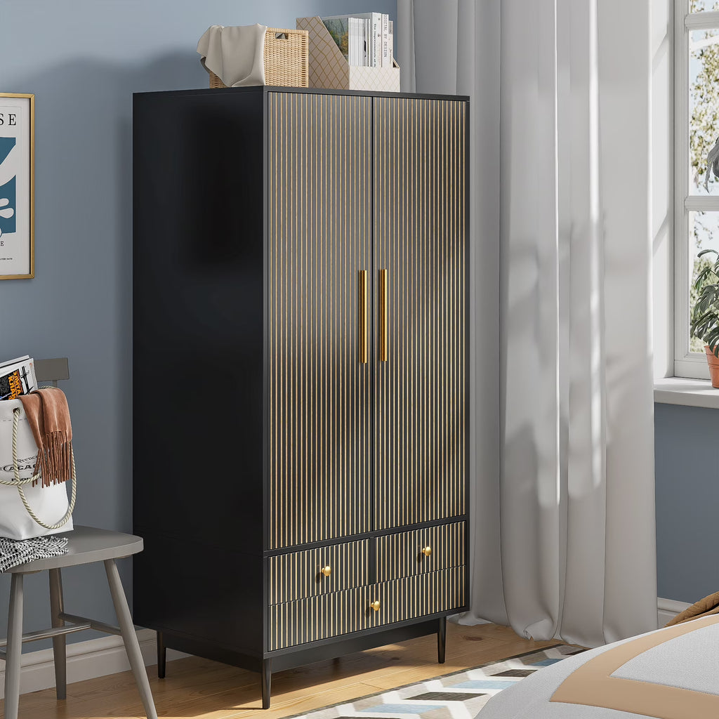 Nouveauté 2026 – Armoire-penderie Armoire , meuble de rangement avec tiroirs et penderie pour chambre à coucher, blanc