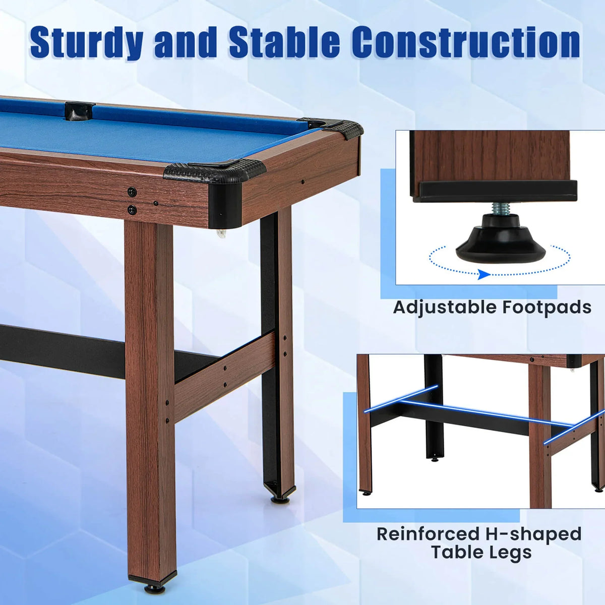 Nouveauté 2026 – Table de billard Costway 48" (122 cm) pour enfants et adultes avec jeu complet de boules, 2 queues de billard et 2 craies vertes