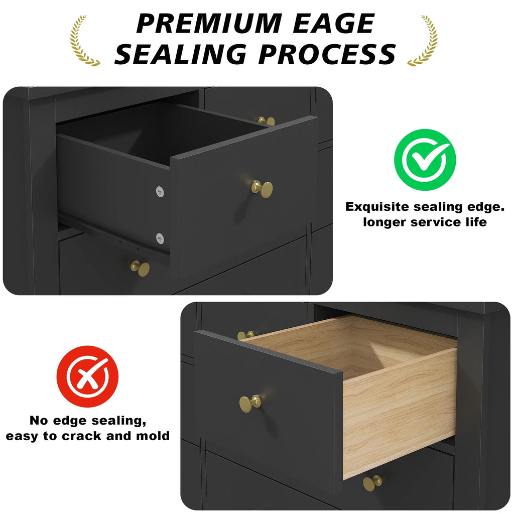 Nouveauté 2026 – Commode blanche EnHomee pour chambre à coucher, 10 tiroirs, commode moderne en bois, commode large pour adultes