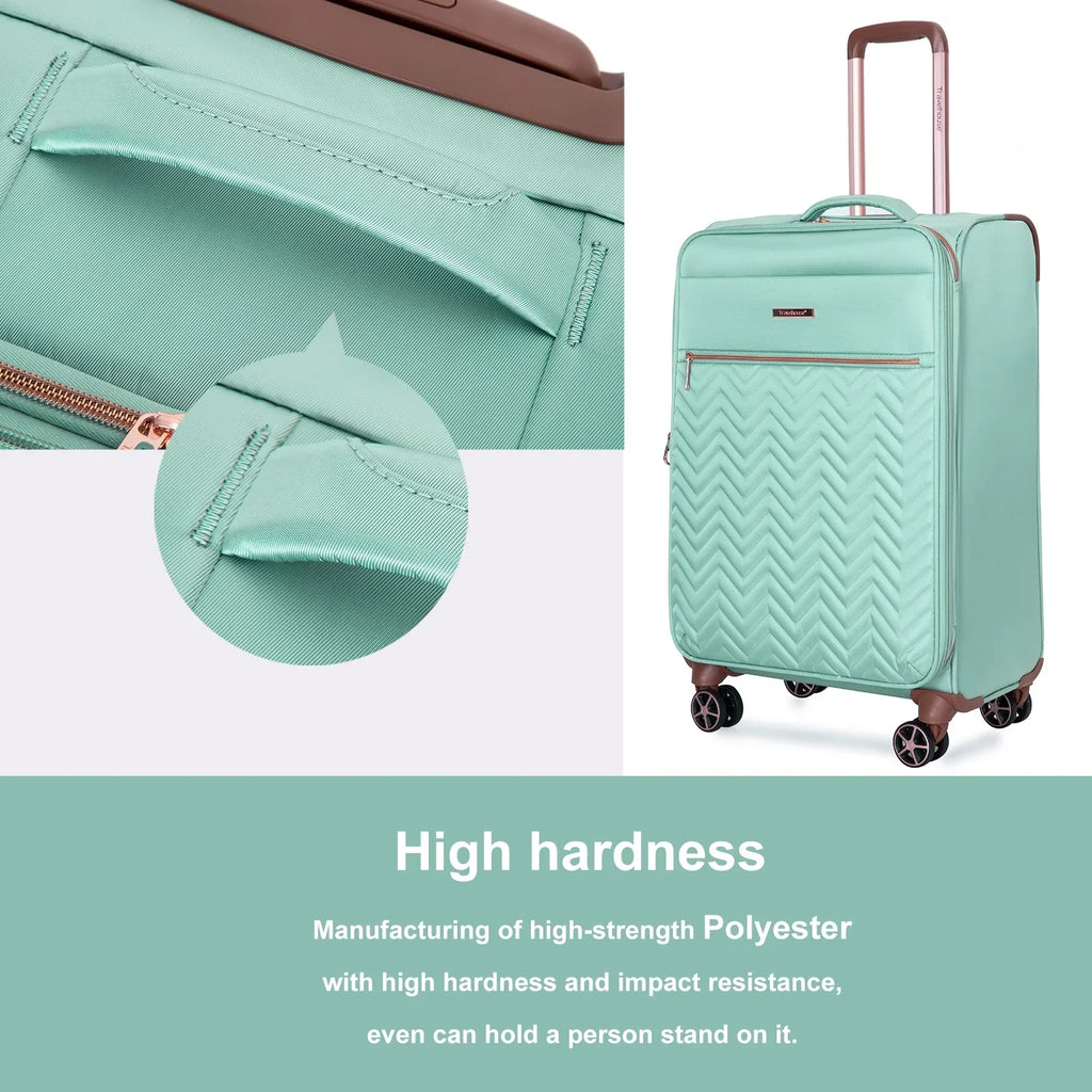 Nouveauté 2026 – Ensemble de 4 bagages Travelhouse : valise souple extensible et légère avec doubles roulettes multidirectionnelles (noir
